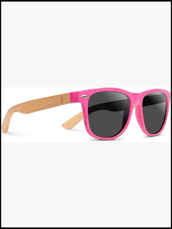 Retro Square Wood Frame Sunglasses - Lightweight Polarized